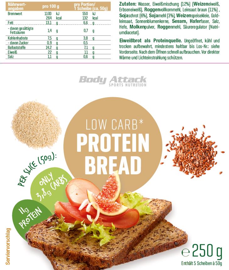 Body Attack Low Carb Protein Bread (250g)