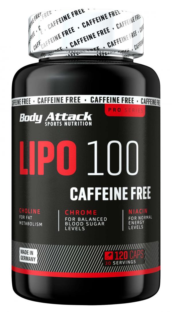 Body Attack Lipo 100 Caffeine Free (120 Caps)