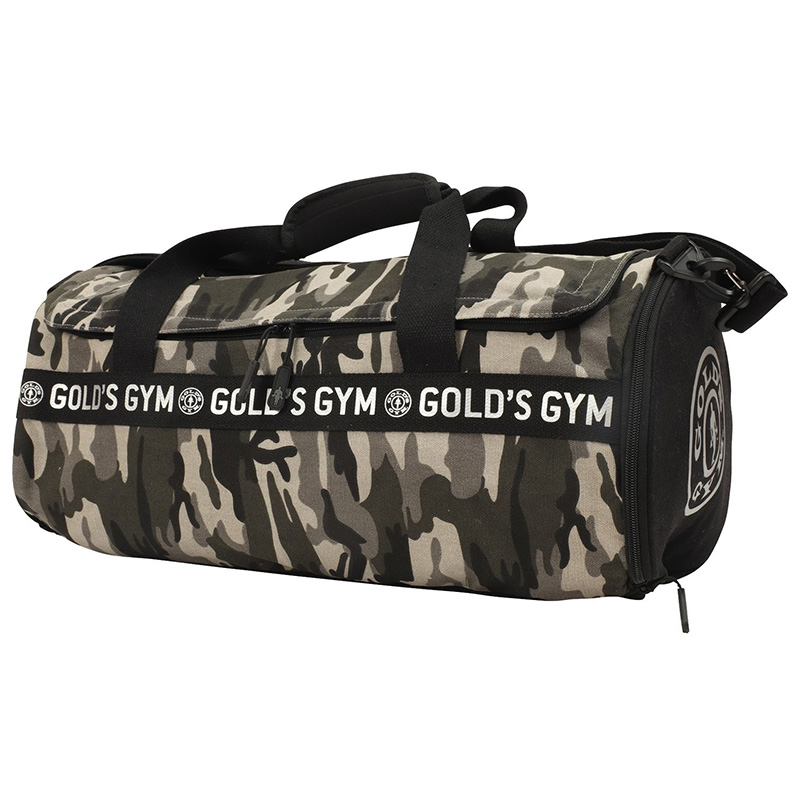 Golds Gym Camo Print Barrel Bag