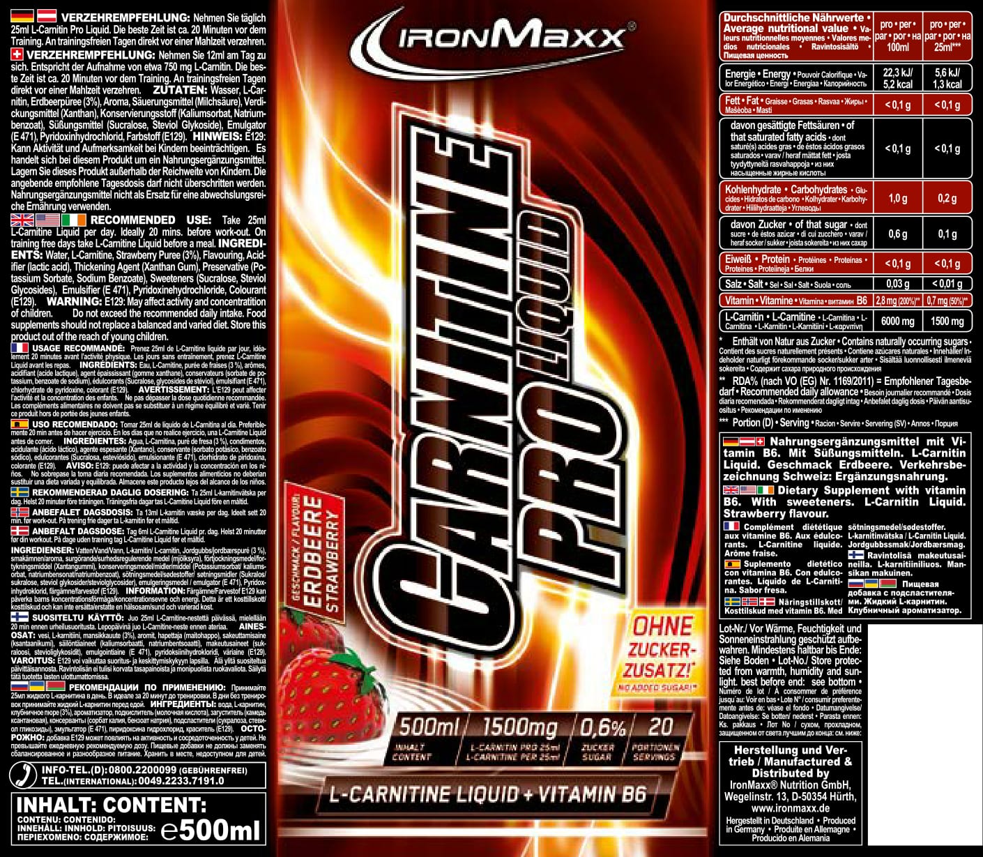 Ironmaxx Carnitin Pro Liquid (500ml)