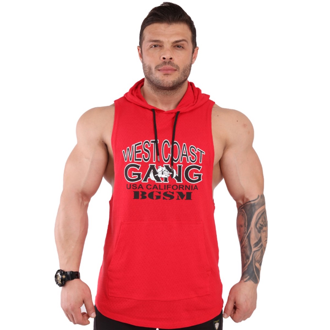 Big Sam Gym Vest Shirt Red 2306