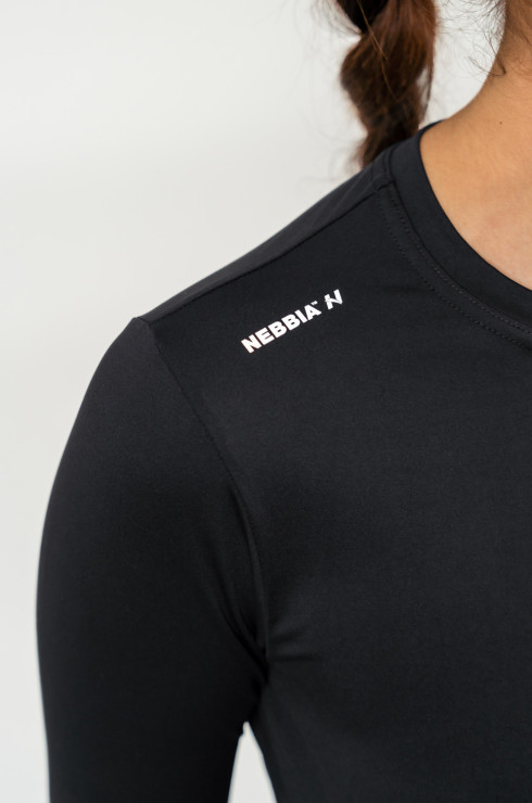 Nebbia Cropped Long Sleeve Top Elevated 468 - black