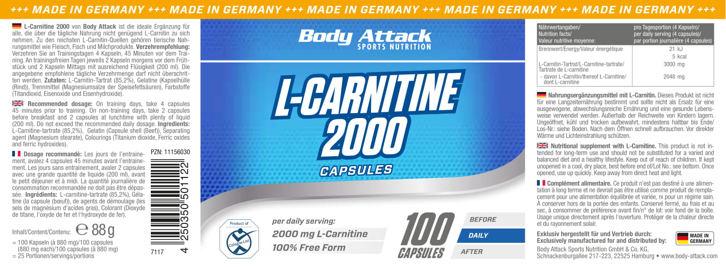 Body Attack L-Carnitine Kapseln (100 Caps)