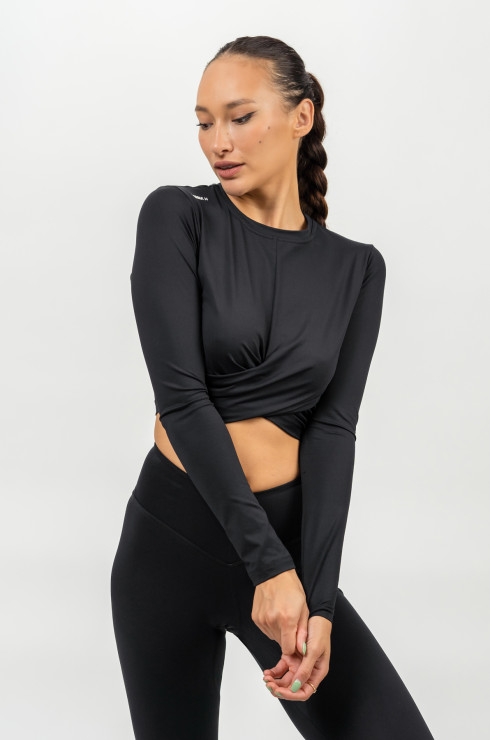 Nebbia Cropped Long Sleeve Top Elevated 468 - black