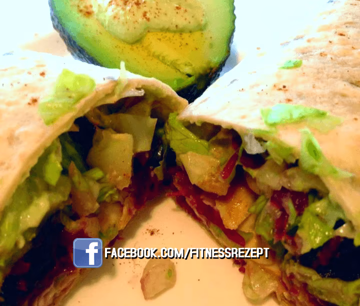 Vollkorn-Leinsamenwraps mit Hähnchenbrust und hausgemachter Guacamole