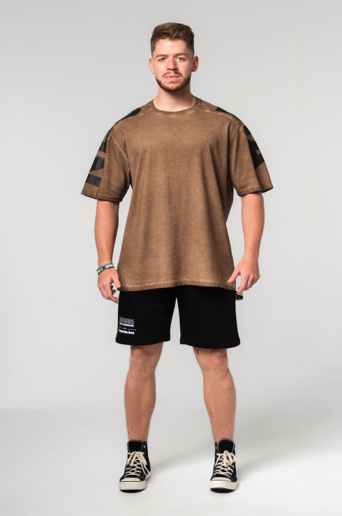 Nebbia Washed-off Oversized T-Shirt Lifting Club 368 - light brown