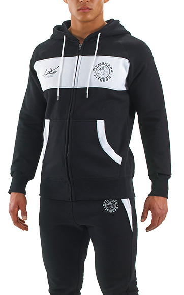 GymShark Luxe Zip Hoodie BLACK WHITE