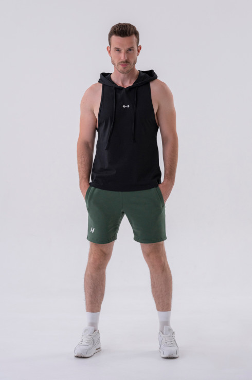Nebbia Fitness Tank top with a hoodie 323 black