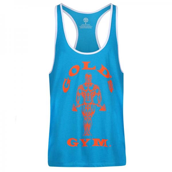 Golds Gym Muscle Joe Contrast Stringer Tank Turquoise / Orange