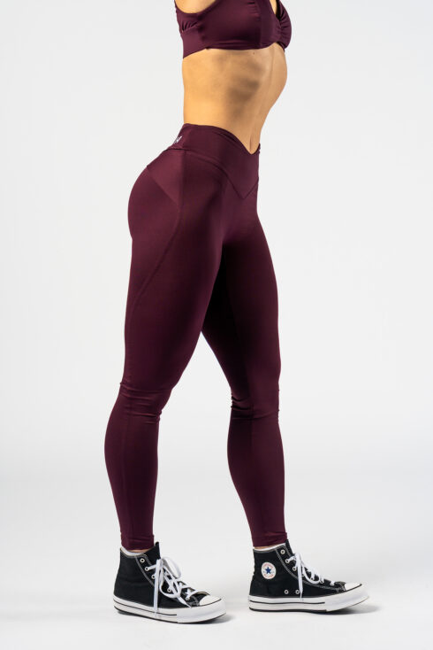 Nebbia V-Shaping Belt Leggings Strong Beauty - burgundy red