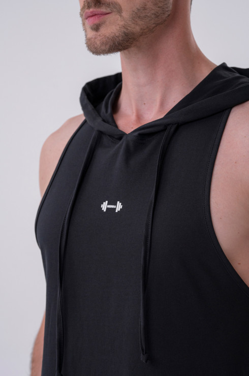 Nebbia Fitness Tank top with a hoodie 323 black