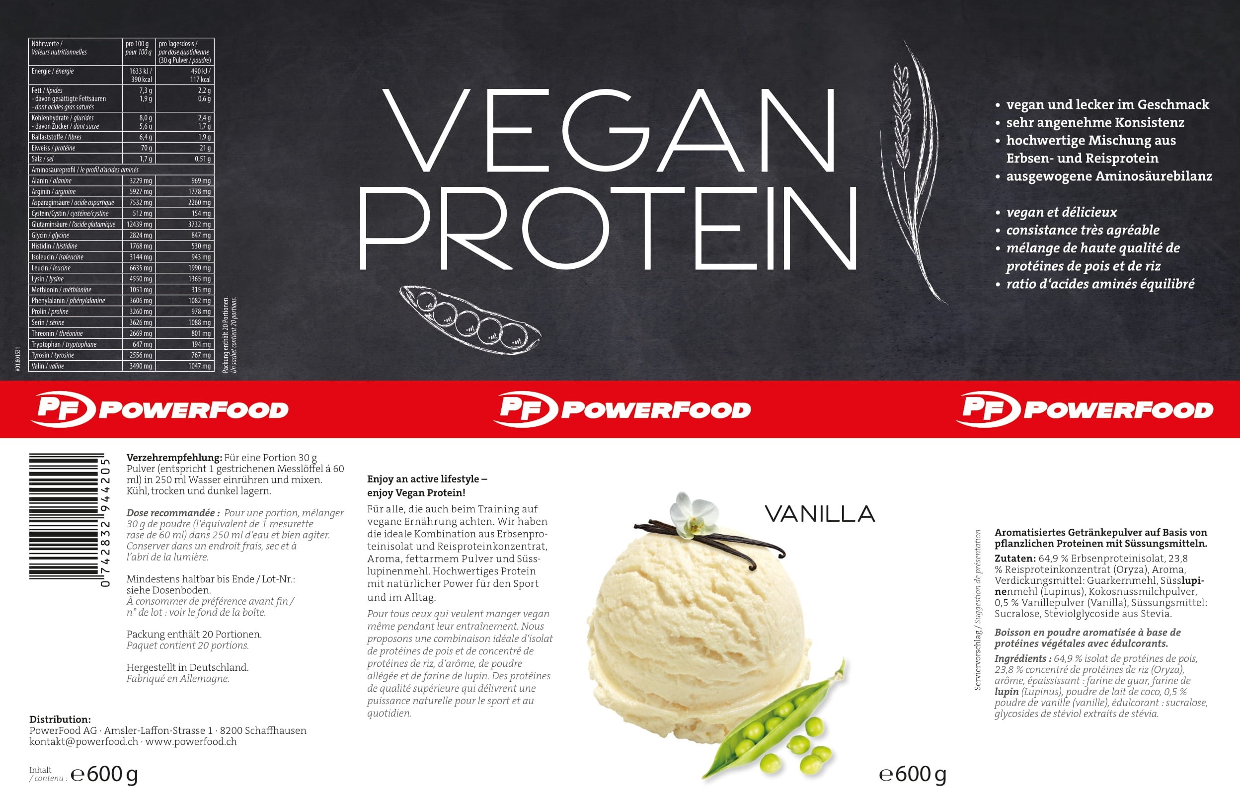 PowerFood One Vegan Protein (600g Dose)