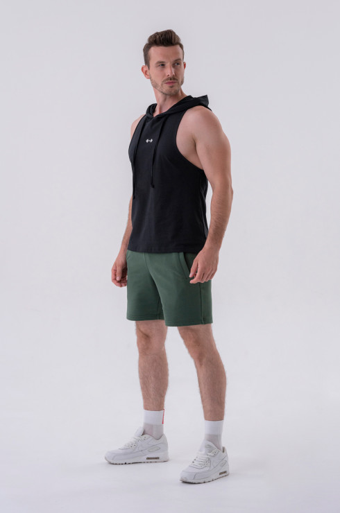 Nebbia Fitness Tank top with a hoodie 323 black