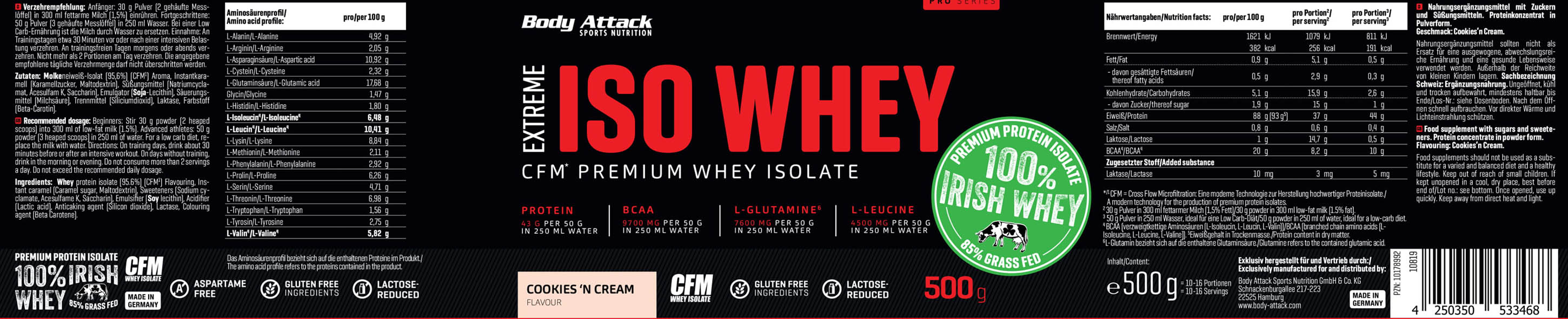 Body Attack Extreme Iso Whey Professional (1800g Dose)