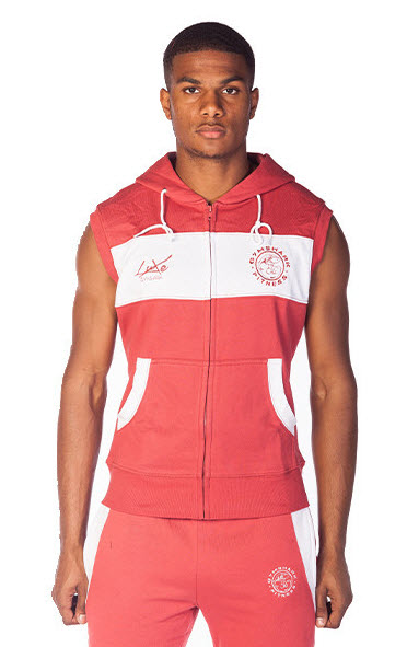 GymShark Luxe Sleeveless Zip Hoodie CORAL WHITE