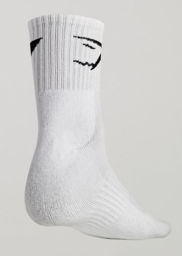 GymShark Mens Crew Socks Triple Pack WHITE, one-size (Einheitsgrösse)