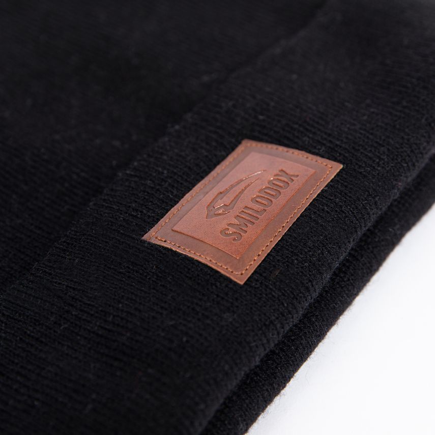 Smilodox Mütze mit Leder Logo Aufnaht Schwarz