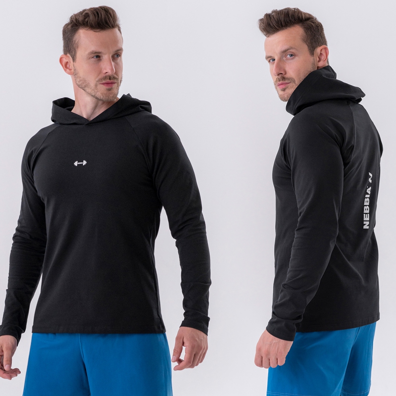 Nebbia Long-sleeve T-shirt with a hoodie 330 black