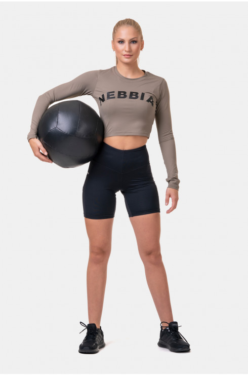 Nebbia Longsleeve Sporty Crop Top 585 Mocha