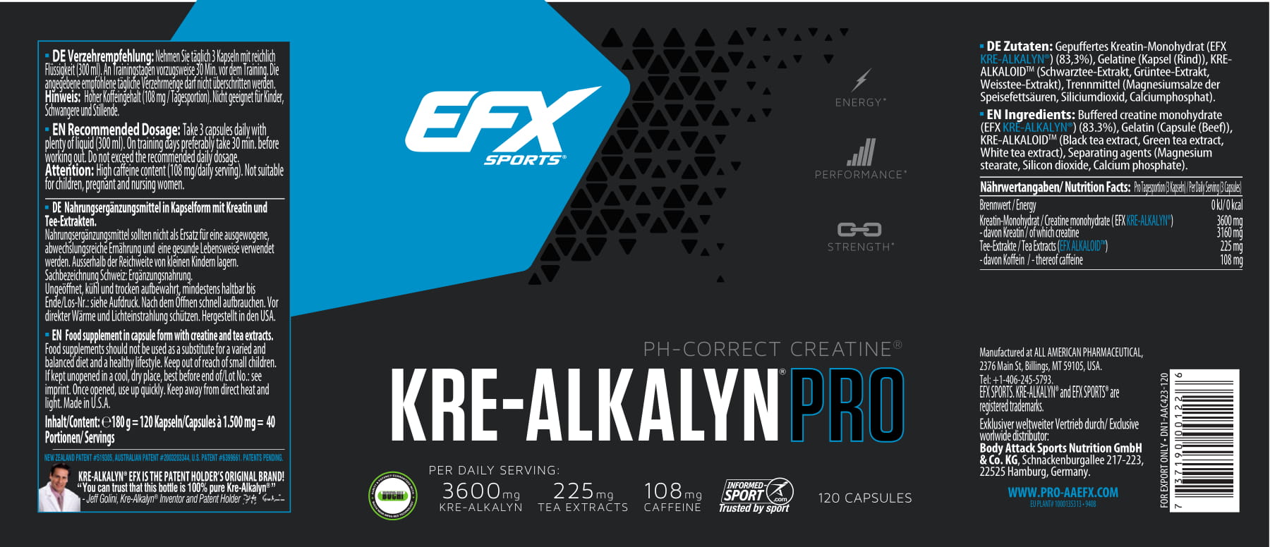 EFX Kre-Alkalyn PRO (120 Super-Caps)
