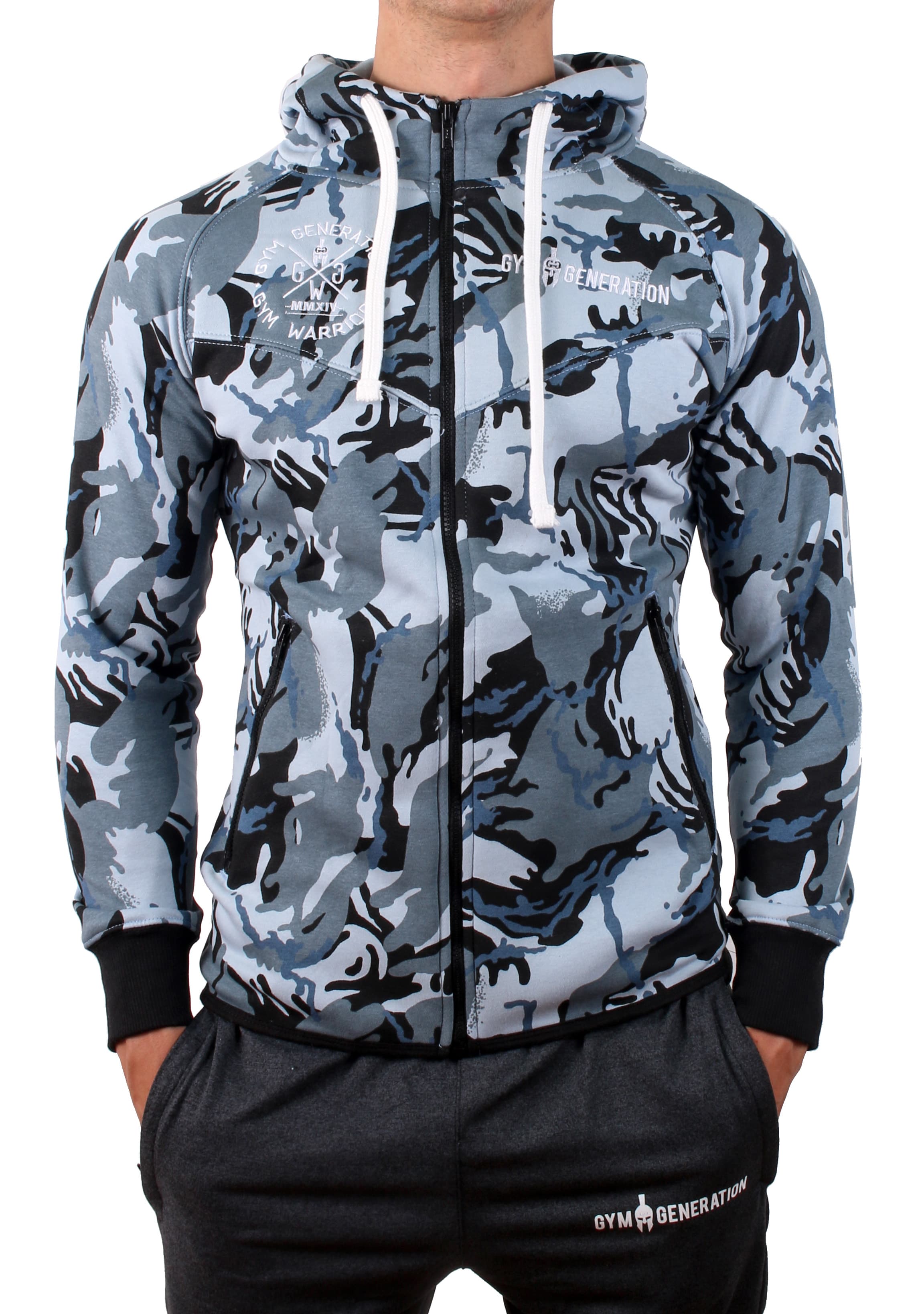 Gym Generation Crew Zip Hoodie - BLUE CAMO