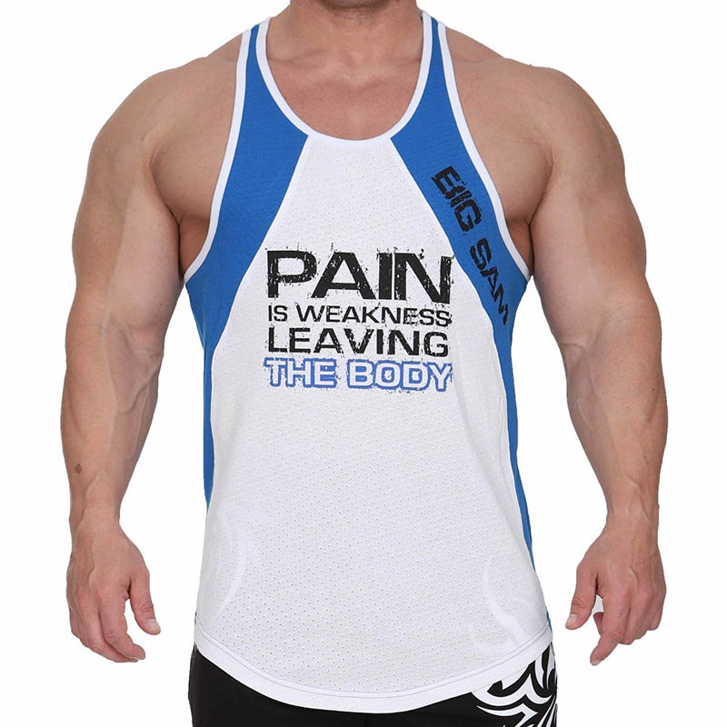 Big Sam Gym Training Tank Top Blue White 2993