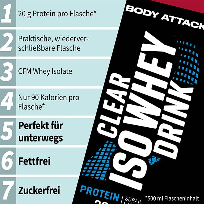 Body Attack Clear Iso Whey Drink (12 x 500ml)