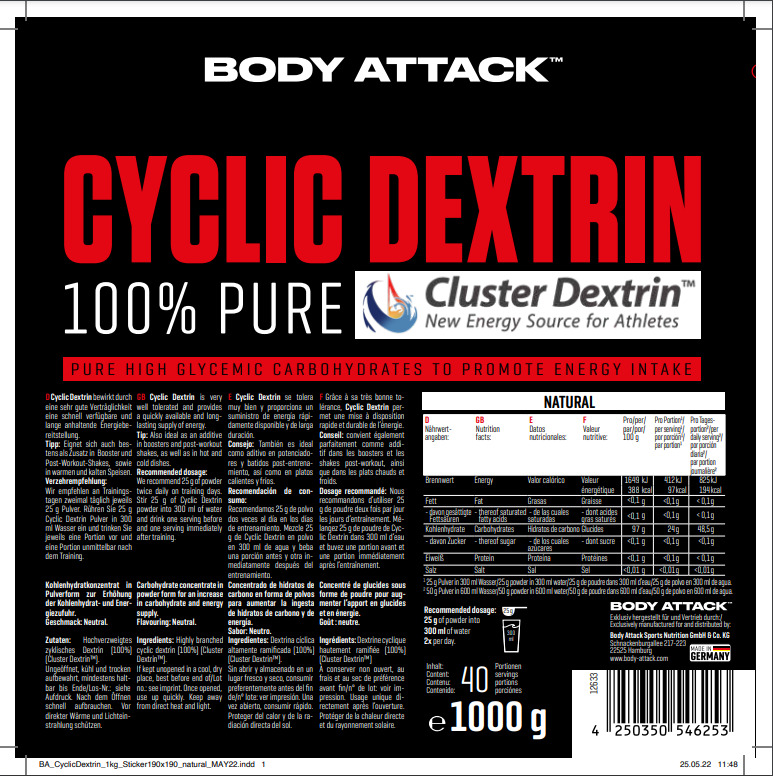 Body Attack Cyclic Dextrin (1000G Beutel)