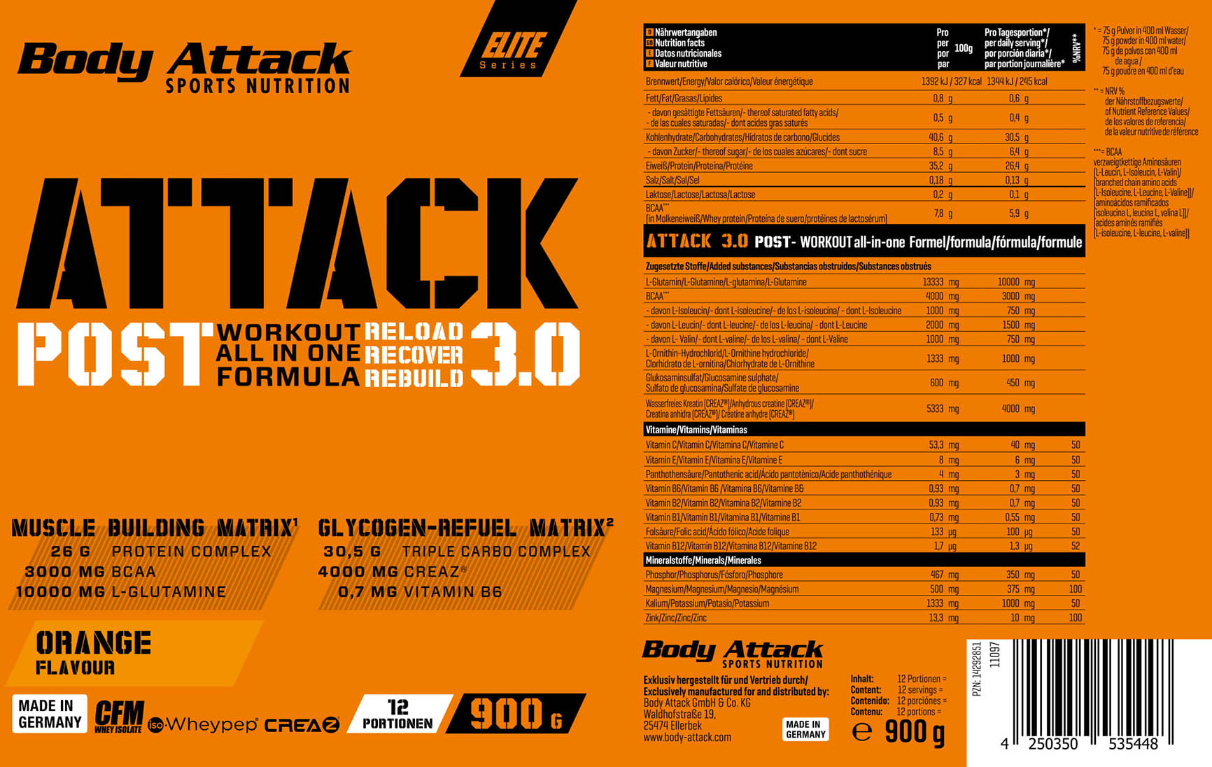 Body Attack Post Attack 3.0 (900g Dose)