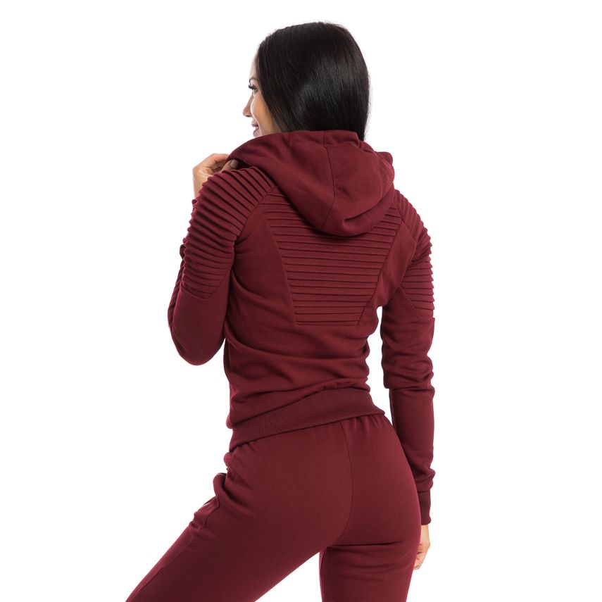 Smilodox Damen Zip Hoodie Ripplez Bordeaux