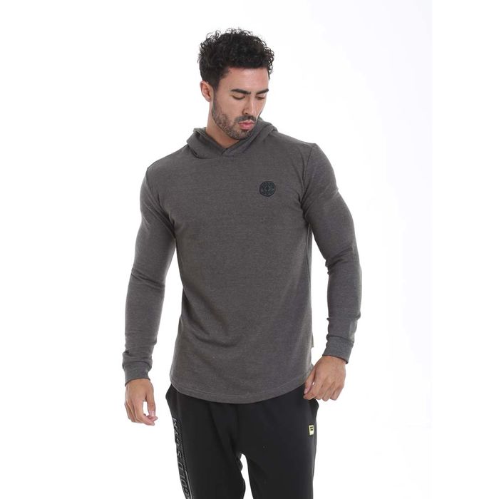 Golds Gym Long Sleeve Hooded Sweatshirt Charcoal