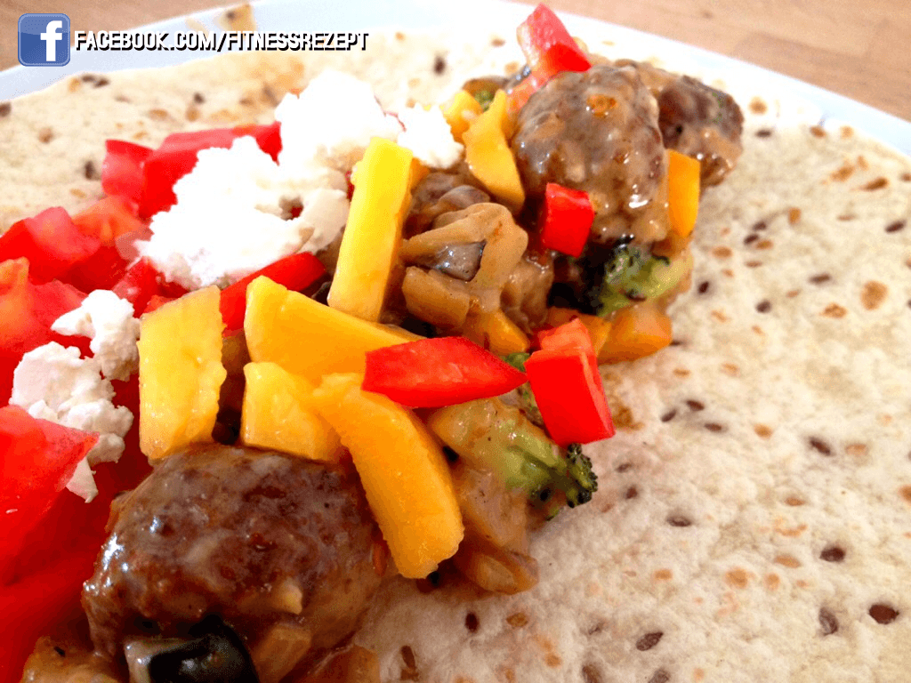 Mango-Rindfleisch Wraps mit Feta