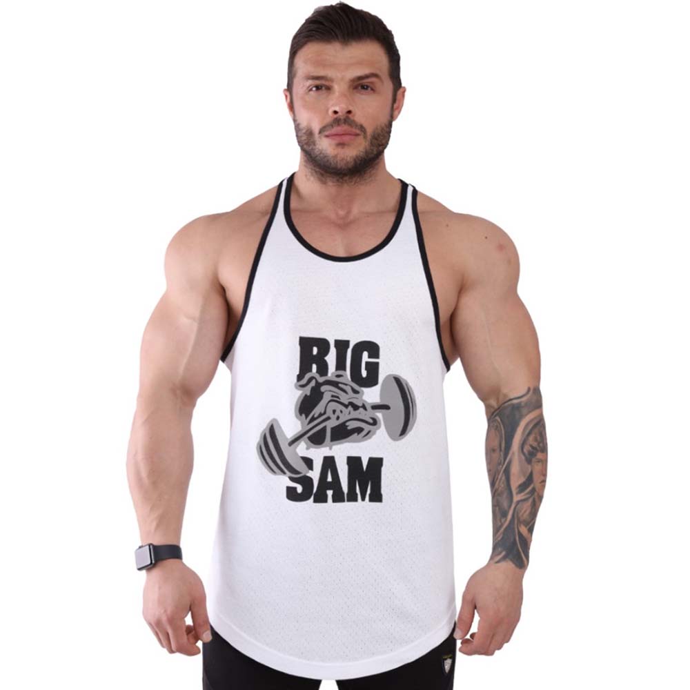 Big Sam Gym Training Tank Top White 2295