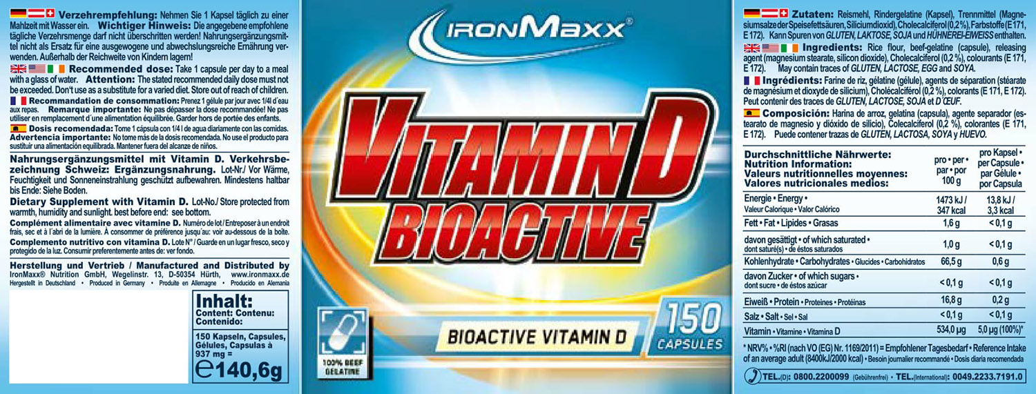 IronMaxx Vitamin D Bioactive (150 Caps)