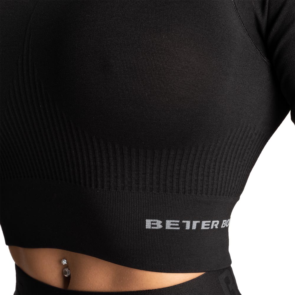 Better Bodies Rib Seamless Crop LS Black Melange
