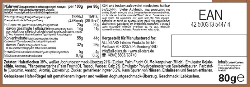 All Stars Oatcake Hafer-Riegel (80g)