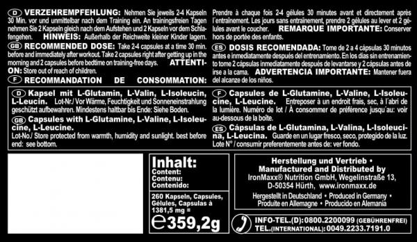 Ironmaxx BCAAs + Glutamin 1200 Tricaps (260 TriCaps)