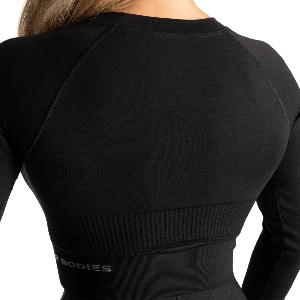 Better Bodies Rib Seamless Crop LS Black Melange