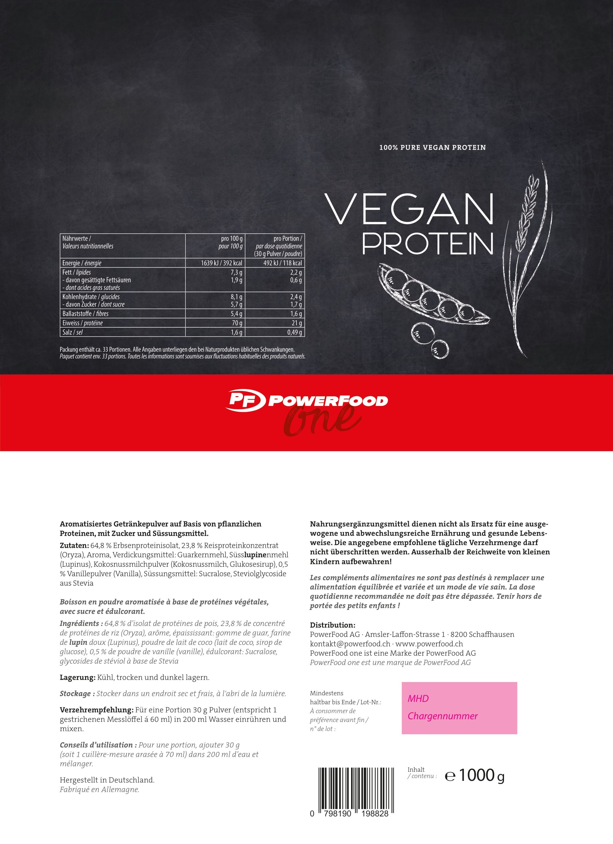 PowerFood One Vegan Protein (1000g Beutel) 