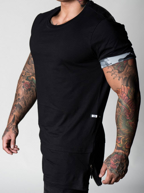 ProBroWear Camo Sleeve Shirt BLACK