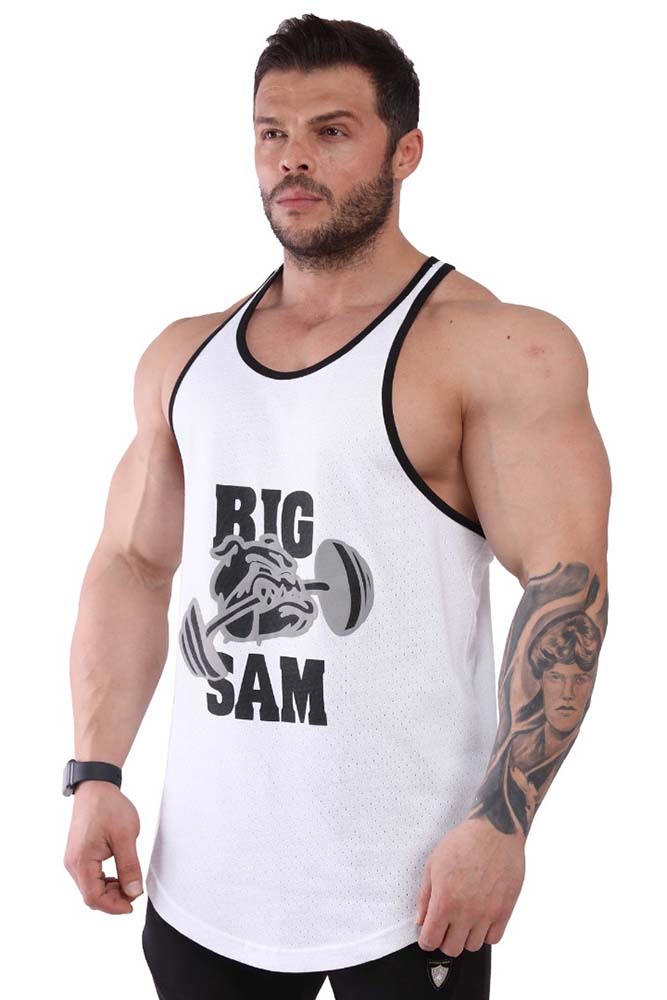 Big Sam Gym Training Tank Top White 2295