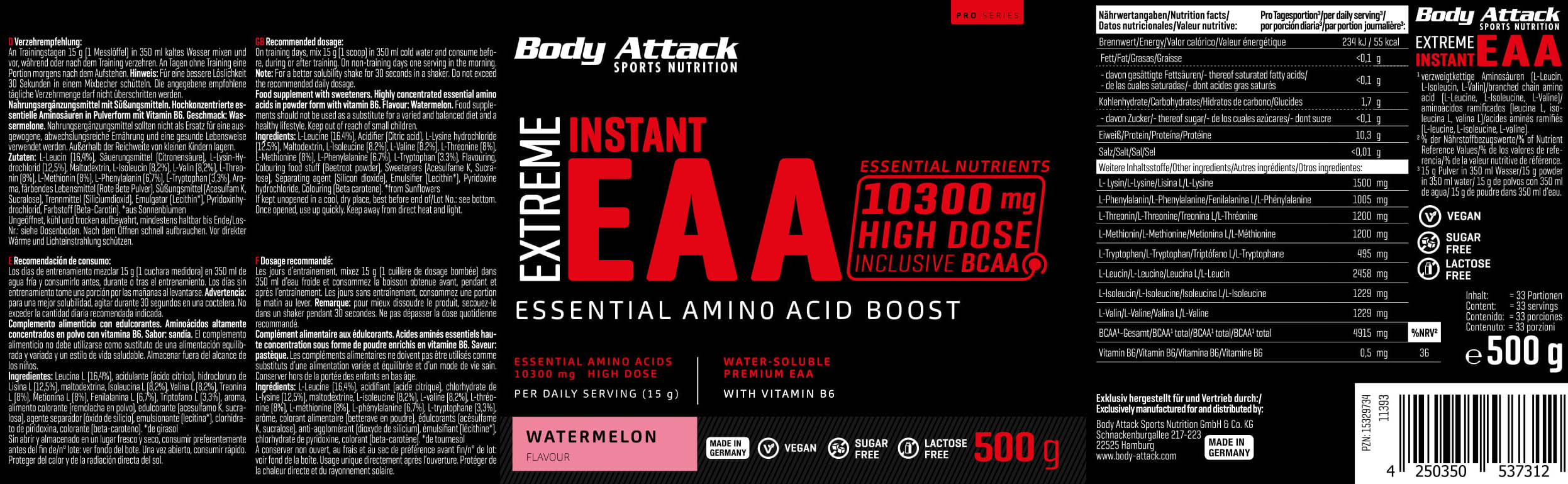 Body Attack Extreme Instant EAA (500g Dose)