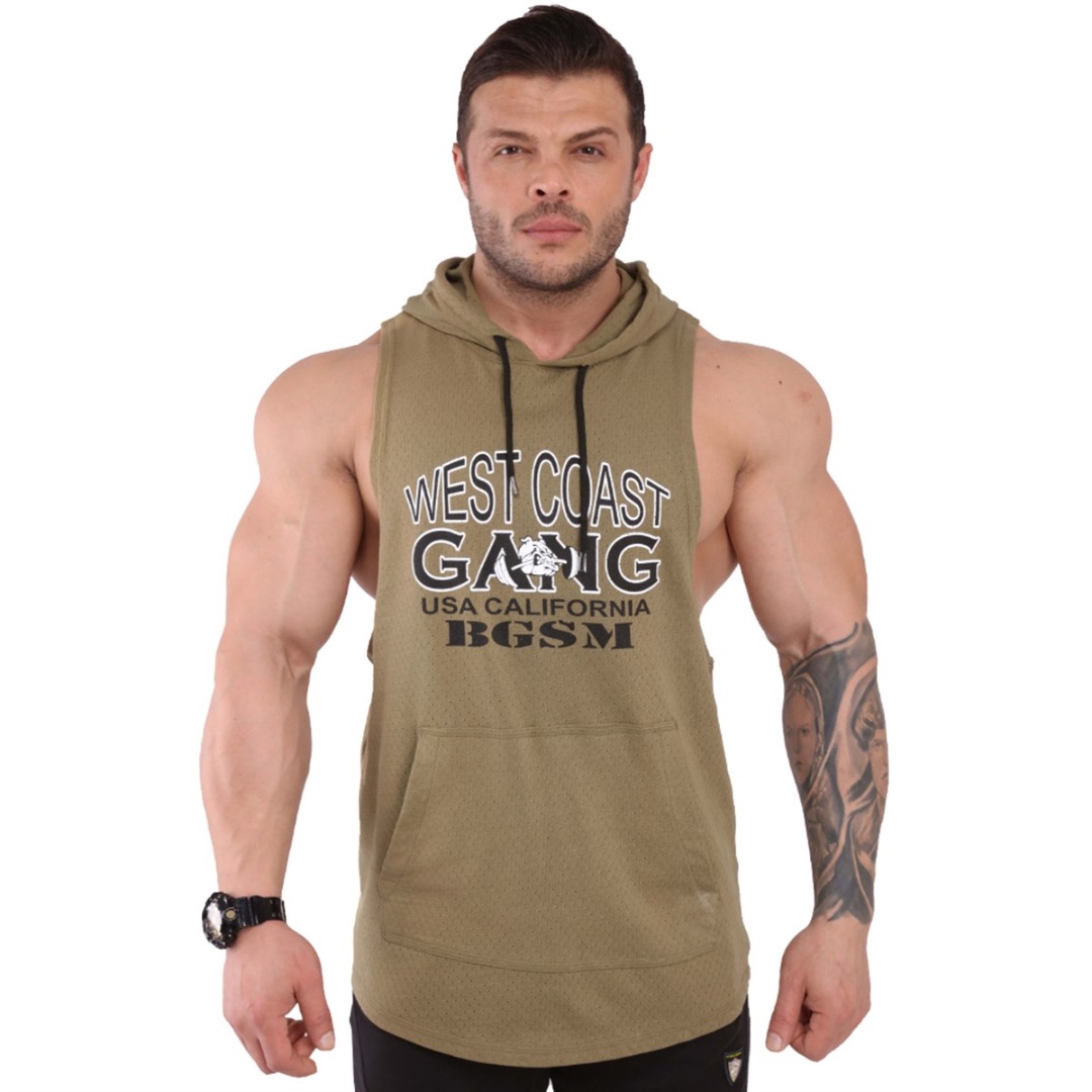 Big Sam Gym Vest Shirt Khaki 2305