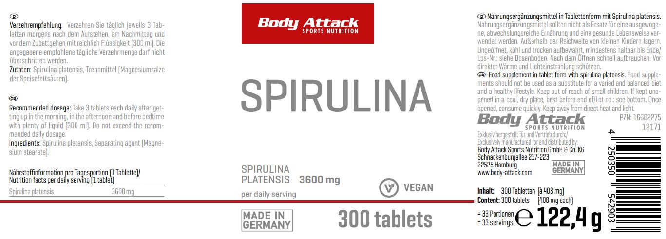 Body Attack Spirulina (300 Tabs)