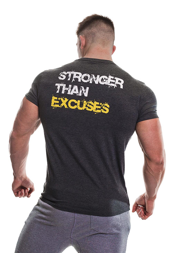 Golds Gym Stronger Than Excuses Tee DARK GREY