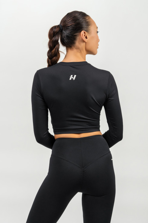 Nebbia Cropped Long Sleeve Top Elevated 468 - black