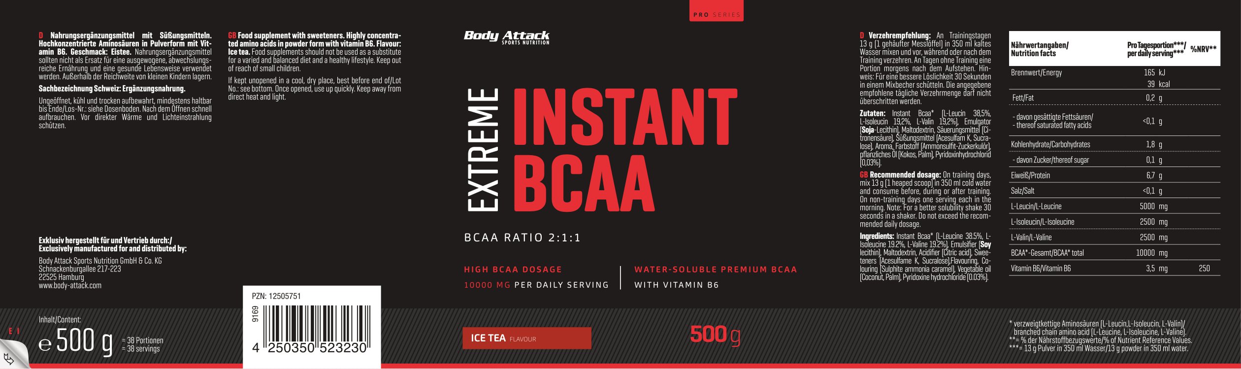 Body Attack Extreme Instant BCAA (500g Dose)