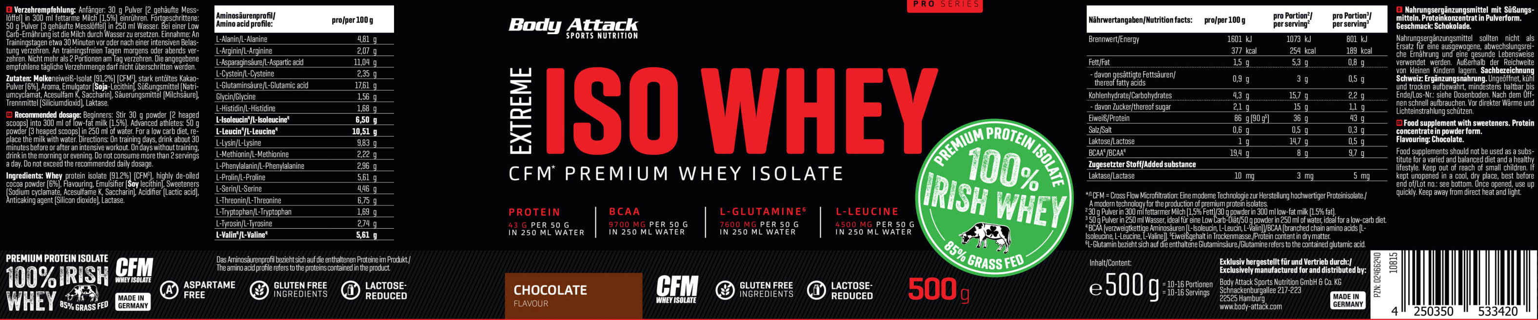 Body Attack Extreme Iso Whey Professional (1800g Dose)