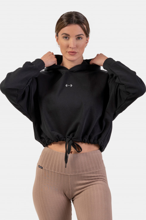 Nebbia Loose Fit Crop Hoodie Iconic 421 black