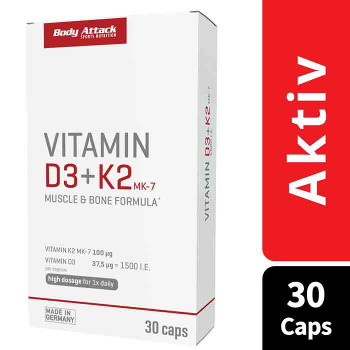Body Attack Vitamin D3 + K2 (30 Caps)